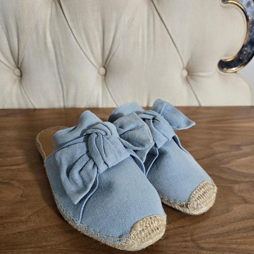 Comfortview denim bow espadrille mules size 10.5 WW
